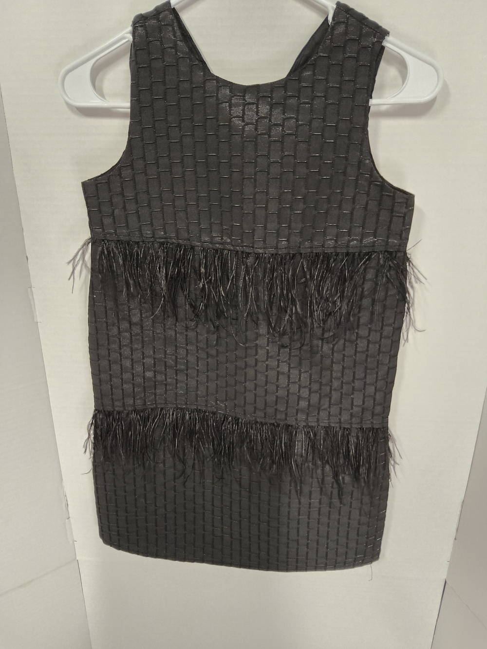 NEW BCBG Black Feather-Trim Textured Girls' Dress Size 12